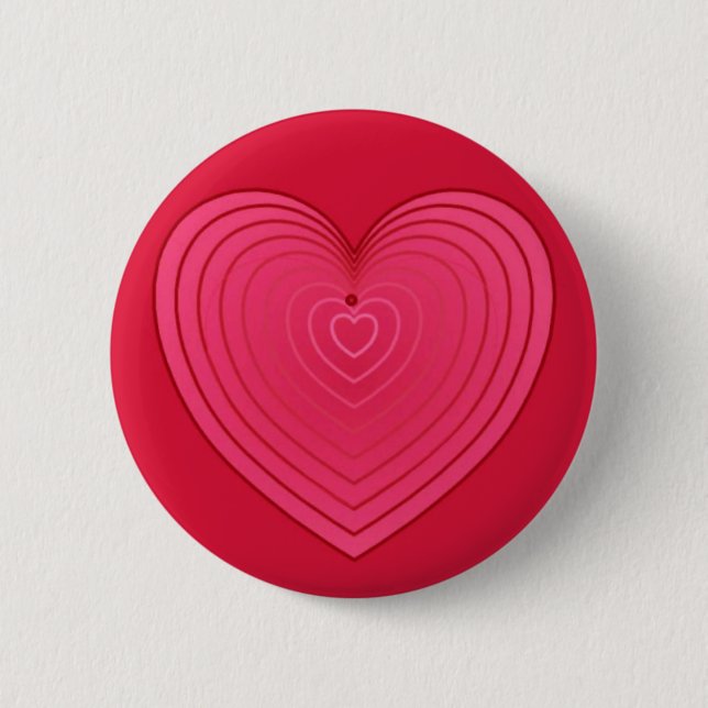 Rose rotes Herz auf tiefer rotem Hintergrund Button (Vorderseite)