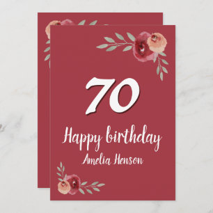 Rose Rotes Wasser Blütenfarben 70. Geburtstag