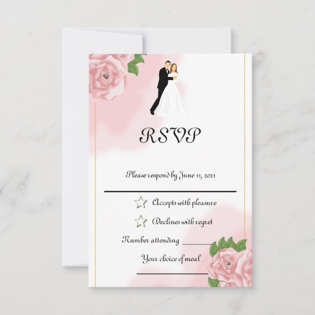 Rose RSVP Karte (Vorderseite)