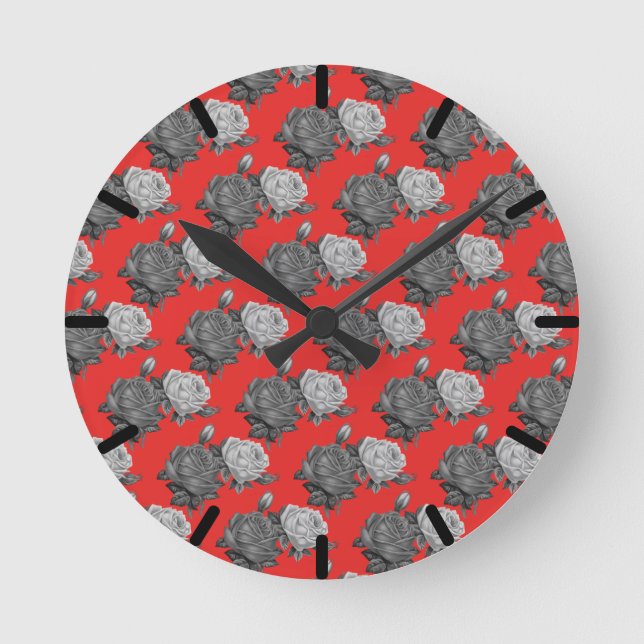 Rose Runde Wanduhr (Vorderseite)