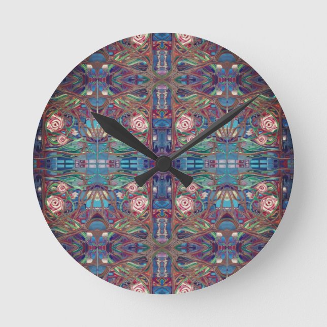 Rose Runde Wanduhr (Vorderseite)