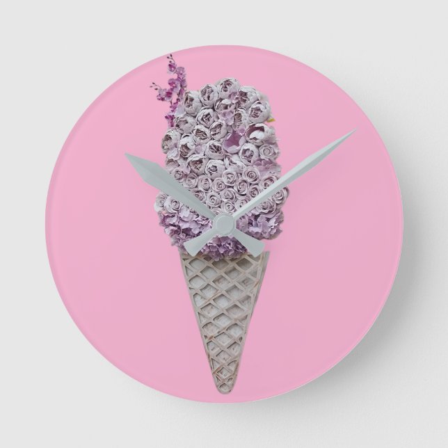 Rose Runde Wanduhr (Vorderseite)