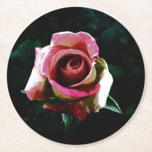 Rose Runder Pappuntersetzer