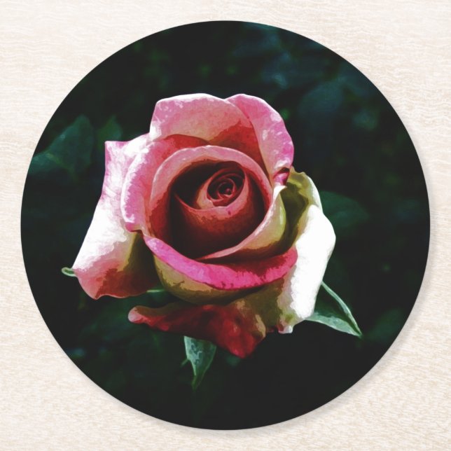 Rose Runder Pappuntersetzer (Vorderseite)