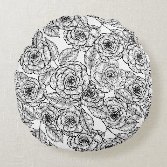 Rose Rundes Kissen (Vorderseite)