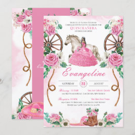 Rose Rustikaler Western Charra Quinceanera Einladung