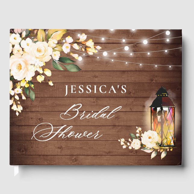 Rose Rustikales Brautparty aus Holz Gästebuch (Vorderseite)