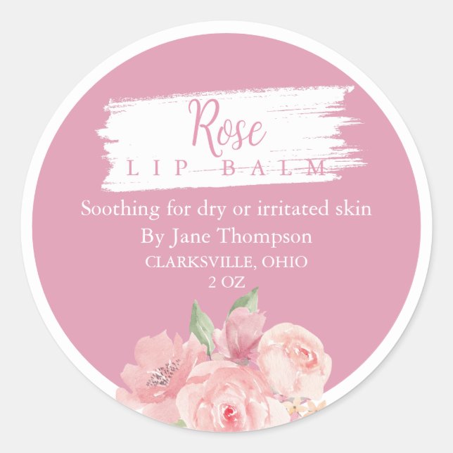 Rose Salbe / Balsam / Seifenkennzeichnung Runder Aufkleber (Vorderseite)