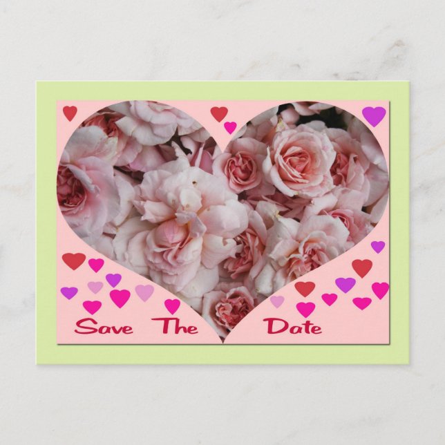 Rose Save the Date Postkarte (Vorderseite)