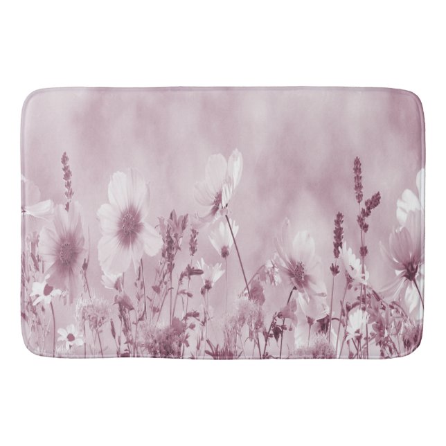 Rose Schattierte wilde Blume Badematte (Vorderseite)
