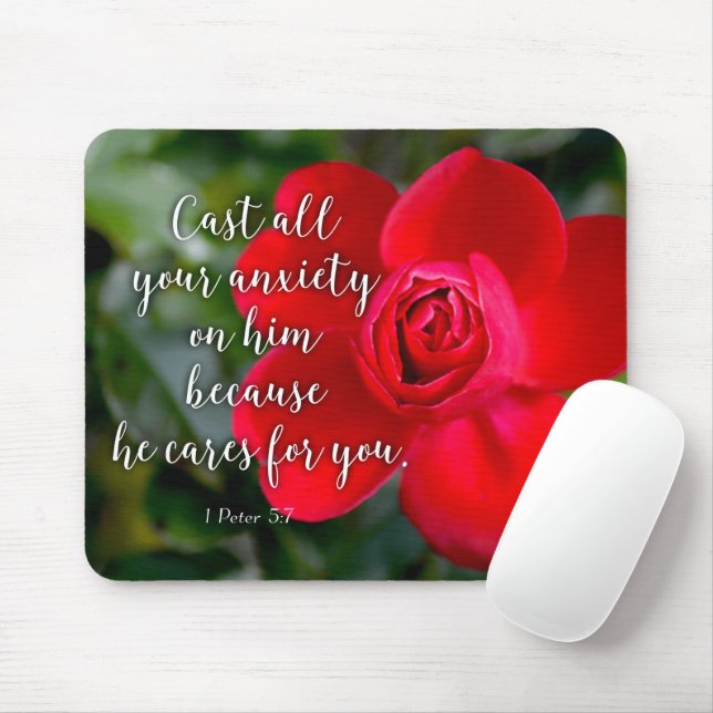 Rose Schlagen Sie all Ihre Angst Christliche Bibel Mousepad (Mit Mouse)