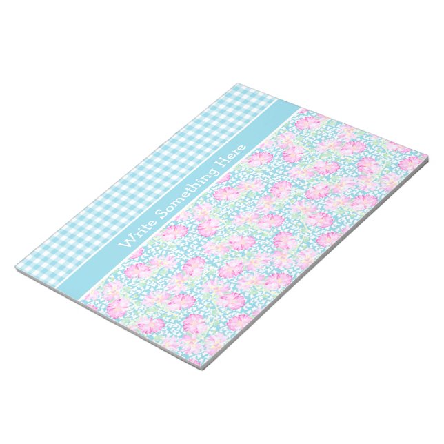 Rose, Schmetterlinge, Gingham Notepad oder Jotter Notizblock (angewinkelt)
