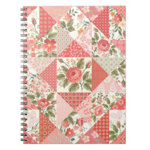 Rose Schmetterlinge Nahtlose Patchwork Notizblock