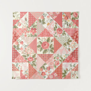 Rose Schmetterlinge Nahtlose Patchwork Wandteppich