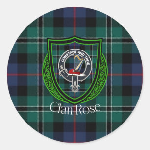 Rose Schottischer Clan Tartan & Wappen Runder Aufkleber