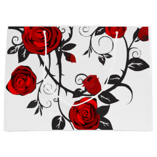 Rose schwarz und rot große geschenktüte