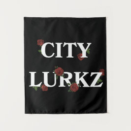 Rose Schwarz Wandteppich