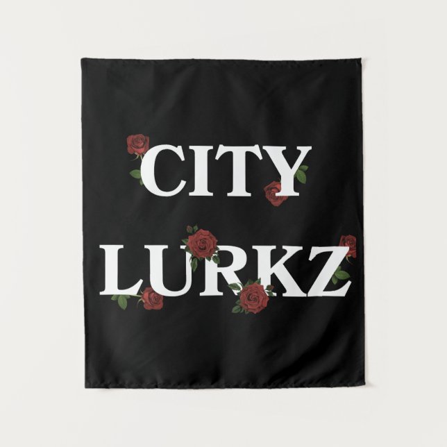 Rose Schwarz Wandteppich (Vorderseite)