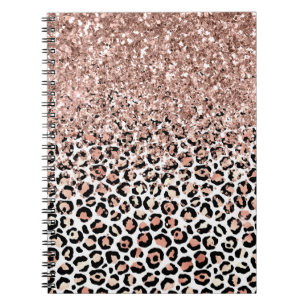 Rose Schwarz-weiß Leopard Glitzer Sparkor Notizblock