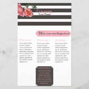 Rose Schwarz-Weiß Streifen - Flyer