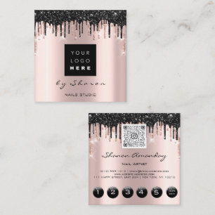 Rose Schwarze Tropfen 6 Punches QRCodeLogohair Nai Quadratische Visitenkarte