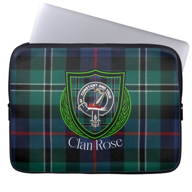 Rose Scottish Clan Tartan and Crest  Laptopschutzhülle (Vorderseite)
