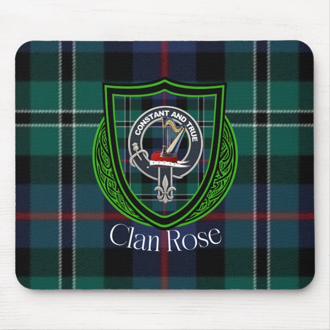 Rose Scottish Clan Tartan and Crest  Mousepad (Vorne)