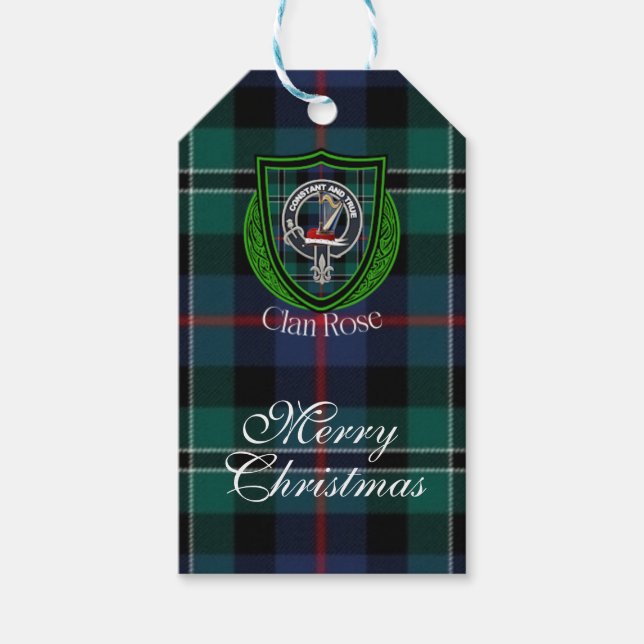 Rose Scottish Clan Tartan & Crest Geschenkanhänger (Vorderseite)