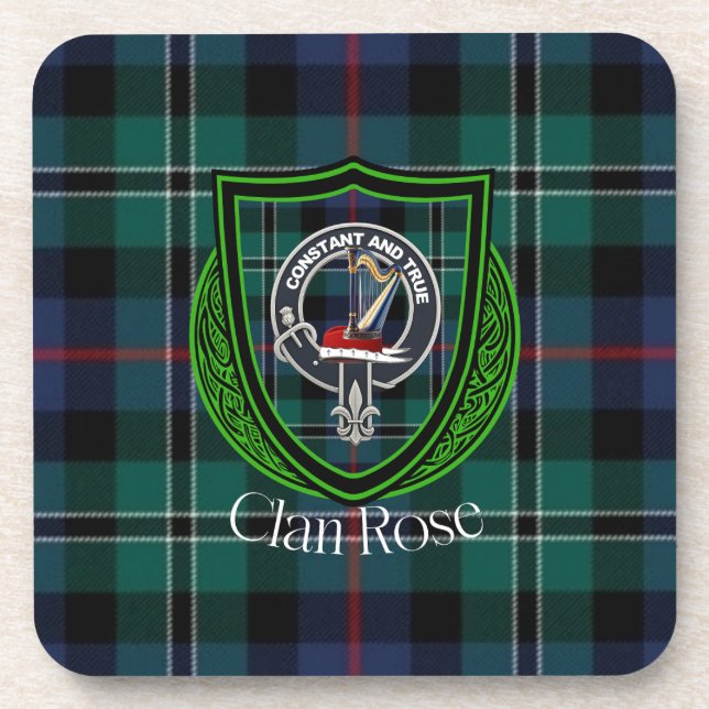 Rose Scottish Clan Tartan & Crest Getränkeuntersetzer (Vorderseite)
