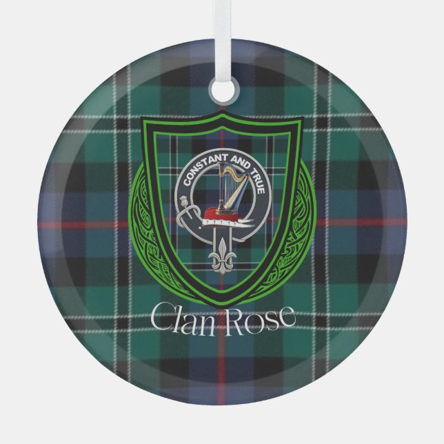 Rose Scottish Clan Tartan & Crest Ornament Aus Glas (Vorderseite)