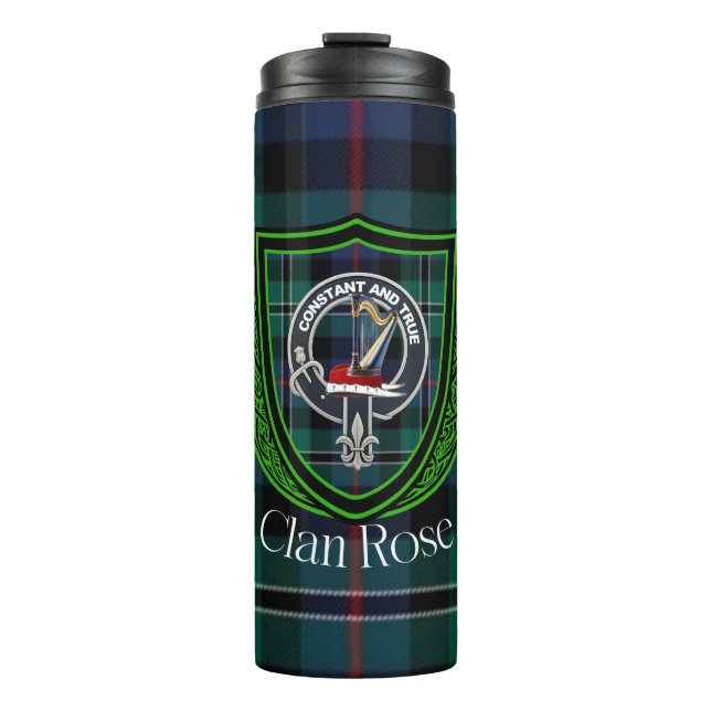 Rose Scottish Clan Tartan & Crest Thermosbecher (Vorderseite)