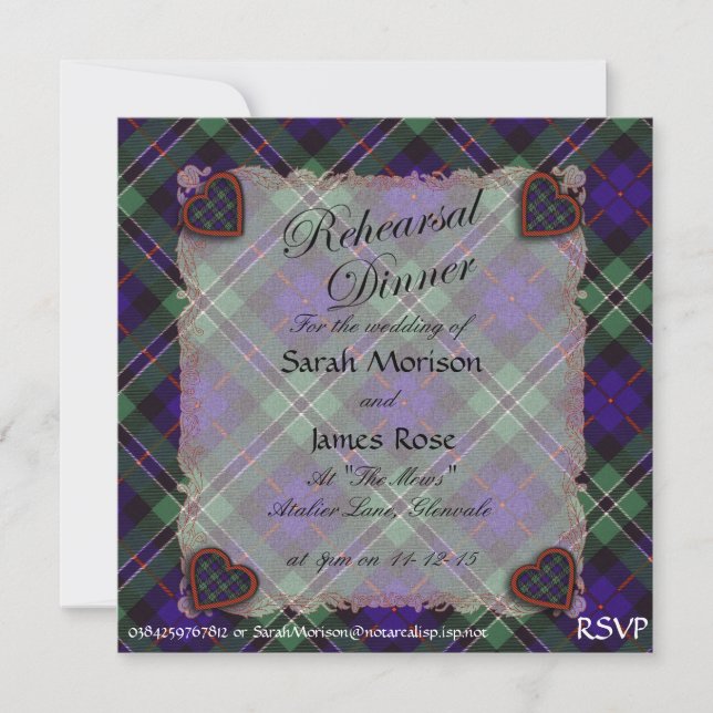 Rose Scottish Clan tartan - Kariert Einladung (Vorderseite)