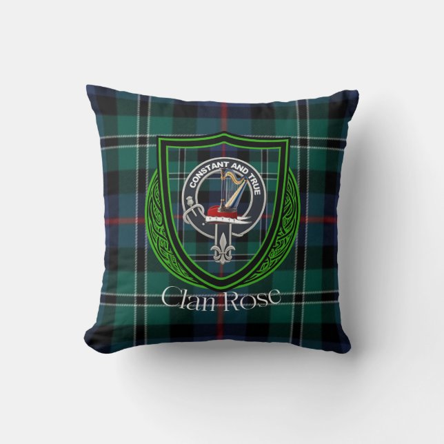 Rose Scottish Clan Tartan & Wappen Kissen (Vorderseite)