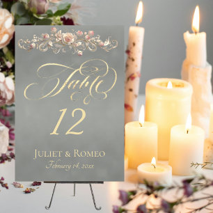 Rose Scroll & Ribbon - Salbei Tischnummer