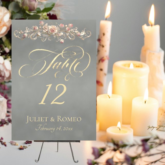 Rose Scroll & Ribbon - Salbei Tischnummer (Von Creator hochgeladen)