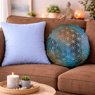 Rose Serenity Blume des Lebens Rundes Kissen