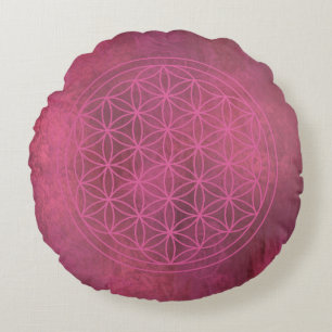 Rose Serenity Flower of Life Rundes Kissen