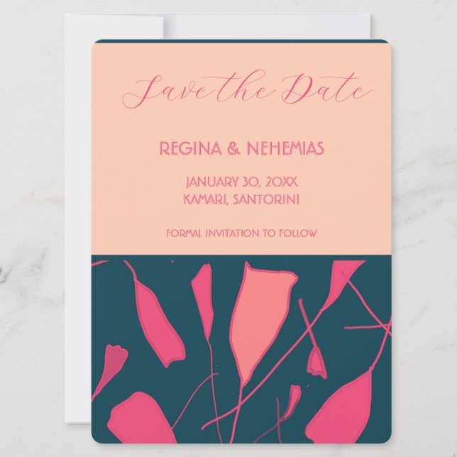 Rose Set Flat Save the Date Karte (Vorderseite)