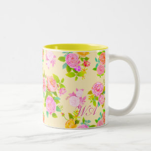 Rose Shabby Vintage Gelb Zweifarbige Tasse