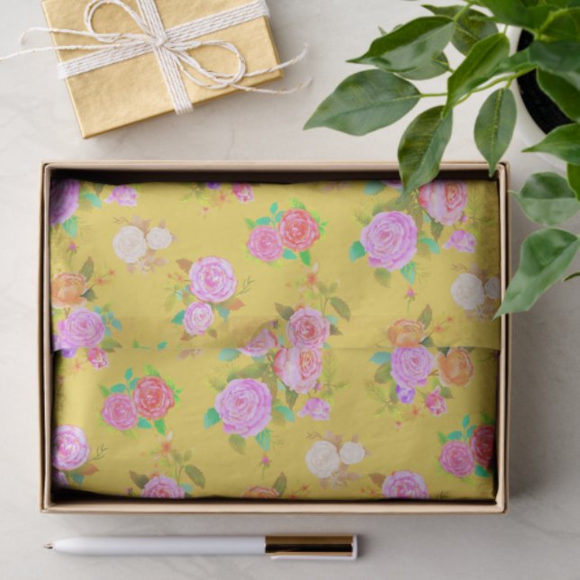 Rose Shabby Vintage Mustard Seidenpapier (Geschenk)
