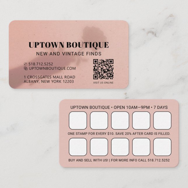 Rose Shadow QR-Code-Bonuskarte Visitenkarte (Vorne/Hinten)