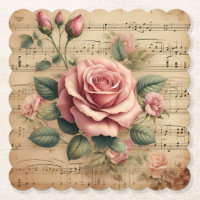 Rose & Sheet Music Papier Untersetzer – Mehr Forme