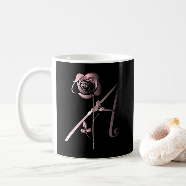 Rose Silber Handgeschrieben und Gezeichnet ein Sch Kaffeetasse (Mit Donut)