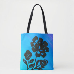 Rose Silhouette Blue Print Schultertasche