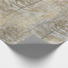 Rose Silver Graue Floral Wood Foxier Gold Rustikal Geschenkpapier