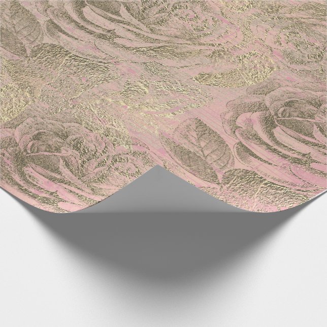 Rose Silver Graue Rose Foxier Gold Pink Geschenkpapier (Ecke)