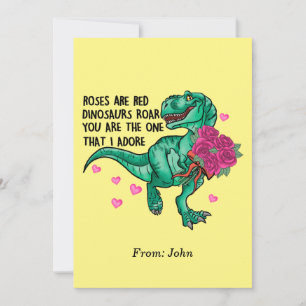 Rose sind der Tag des Roten Funny Dinosauriers Einladung