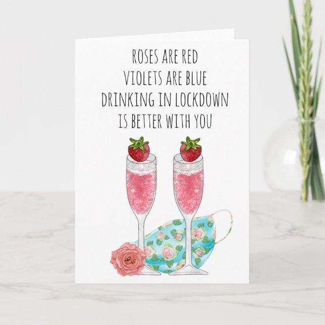 Rose sind Red Funny Lockdown Quarantäne Karte (Vorderseite)