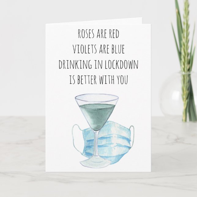 Rose sind Red Funny Lockdown Quarantäne Karte (Vorderseite)