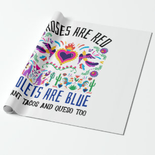 Rose sind rot mit niedlicher gemusterter mexikanis geschenkpapier